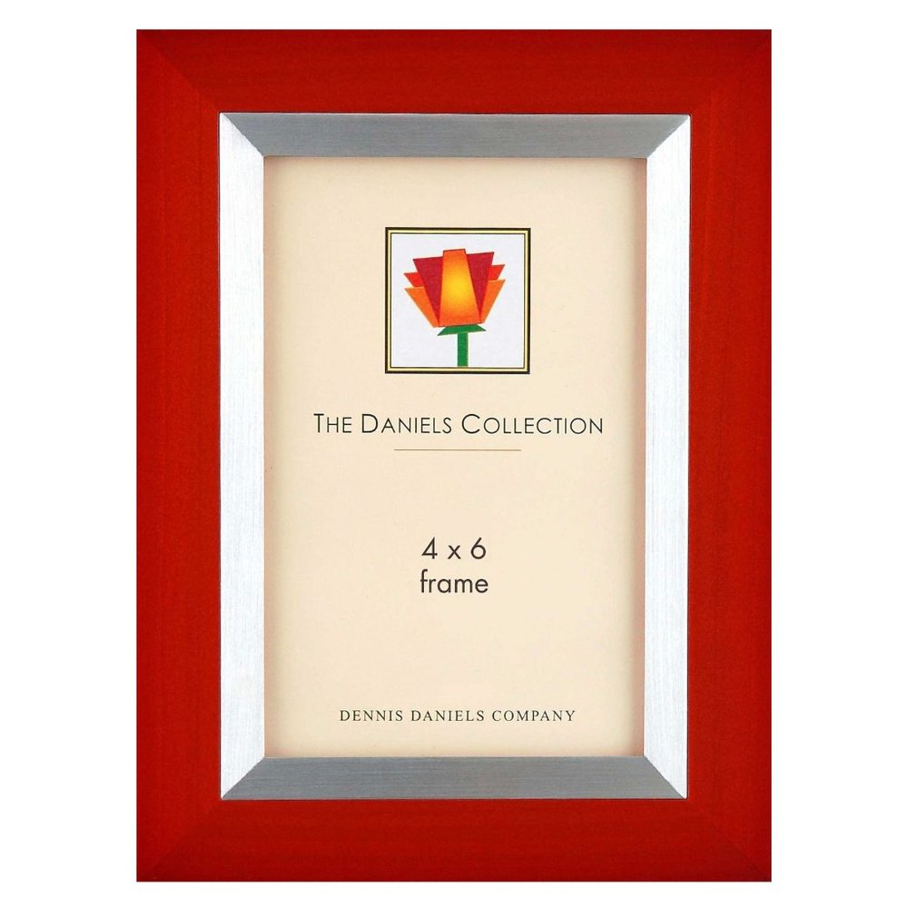 Dennis Daniels Red Carmine 4x 6" Wood Photo Frame & Silvertone inlay W4704R, NWT